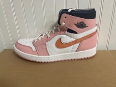 THIS SALE IS FOR A BRAND NEW WITHOUT BOX WOMENS NIKE AIR JORDAN 1 ZOOM AIR CMFT SNEAKERS MODEL#CT0979601 WE HAVE BEEN SELLING ON EBAY FOR 15+ YEARS AND ALL OF OUR ITEMS ARE 100% AUTHENTIC. ALL ITEMS WILL ONLY BE SHIPPED TO THE ADDRESS ON THE EBAY ACCOUNT NO EXCEPTIONS. WE MAY NOT BE ABLE TO CANCEL ORDERS SO PLEASE BE SURE ALL INFORMATION IS CORRECT BEFORE PURCHASING Sporty High-top Jordan Shoes With Gum Sole, Modern Pink High-top Sneakers With Round Toe, Pink Modern High-top Sneakers With Round Toe, Casual Leather Basketball Shoes With Contrast Sole, Modern Pink High-top Custom Sneakers, Modern Pink High-top Sneakers, Nike Modern Custom Sneakers With Gum Sole, Modern Nike Custom Sneakers With Gum Sole, Custom Leather Sneakers With Boost Midsole And White Sole