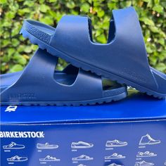 Birkenstock Arizona Eva Navy Size (Us-L-5)(Us-M-3.0)Men’s 5 Women’s 6.5. New With Box And Tags. Casual Slip-resistant Low-top Slides, Casual Blue Slip-on Slides, Blue Slides With Round Toe For Outdoor, Blue Flat Slides For Outdoor, Blue Casual Slides With Branded Insole, Casual Blue Slides With Branded Insole, Casual Blue Slides, Casual Navy Slides With Cushioned Footbed, Casual Slides With Slip-resistant Round Toe