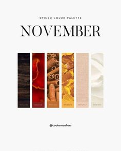 an advertisement for the spiced color palette november