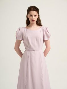 This is a feminine and modern dress by THEATRE that is made out of high quality and sturdy material. With distinctive mood of the design and comfortable wear, you can style it for your casual daily outfit.- Short puffy sleeves- Voluminous silhouette of the skirt- Trendy and feminine mood Puffy Sleeves, Modern Dress, Belted Dress, Daily Outfits, Jumpsuit Dress, Lavender, Dress Outfits, Clothes For Women, Dresses