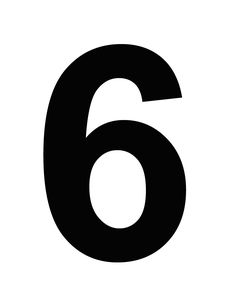 the number six is shown in black on a white background