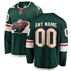 Men's Minnesota Wild Green Custom Breakaway Jersey by Fanatics Pro Image Sports at Mall of America *CUSTOMIZATION: Personalized name on jersey will be decorated with all capital letters and no special characters (.,') Name and Number Kit are heat pressed on jersey There are no returns on custom jerseys so make sure everything is spelt correctly Material: 100% Polyester FanShield: Incredibly light and breathable fabric that will keep you cool and dry FanTex: An all-new super comfortable soft fabr Ryan Hartman, Hockey Uniforms, Nhl Jerseys, Minnesota Wild, Sewing Tags, Sports Uniforms, Custom Jerseys, Custom Letters, Hockey Jersey