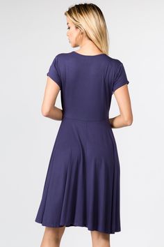 Cocktails? Date night? Sunday brunch? Cover all your upcoming events with this sexy surplice short sleeve dress! Featuring soft stretchy fabric, a faux wrap-around style bodice, a flowy high empire waist silhouette, and an above the knee hem makes this dress perfect for any occasion. Surplice front V-neckline Short sleeves Faux-wrap front bodice Flowy A-line dress Soft and stretchy Comfortable material Above the knee hem 95% Polyester, 5% Spandex Imported Model StatsMODEL: Color - NavyHEIGHT: 5' Fitted V-neck Solid Color Midi Dress, Fitted V-neck Solid Midi Dress, Fitted Solid Color Dress With Short Sleeves, Fitted V-neck Midi Dress In Solid Color, Solid Color Stretch Mini Dress With Short Sleeves, Chic Short Sleeve Solid Color V-neck Dress, Short Sleeve Solid Color Midi Dress For Night Out, Fitted V-neck Solid Wrap Dress, Stretch Dresses With Surplice Neckline In Solid Color