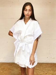 Kaftan Mini Robe - double gauze white White Kaftan, Lace Wrap, Double Gauze