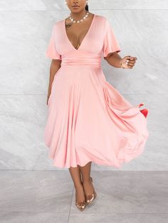 DETAILS V neckline Draped waistband Short flutter sleeves Stretchy Midi dress SIZE CHART Size Length Bust Waist S 108cm | 42.5 in 71cm | 28.0 in 60cm | 23.6 in M 109cm | 42.9 in 76cm | 29.9 in 64cm | 25.2 in L 110cm | 43.3 in 81cm | 31.9 in 68cm | 26.8 in XL 111cm | 43.7 in 87cm | 34.3 in 72cm | 28.3 in XXL 112cm | 44.1 in 95cm | 37.4 in 79cm | 31.1 in Draped Midi Dresses, Floral Bodycon, Purple Mini Dresses, Backless Mini Dress, Midi Cocktail Dress, Ruffle Mini Dress, Red Midi Dress, Black Bodycon Dress, Pink Midi Dress