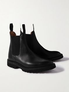 Tricker's 'Gigio' Chelsea boots were originally designed for rural pursuits like horseback riding. They've been handmade in the label's Northampton factory from polished leather and feature elasticated side panels and elongated pull tabs, so you can get them on and off with ease. Men’s Chelsea Boots, Doc Marten Chelsea Boot Outfit, Doc Marten Chelsea Boots, Men’s Black Chelsea Boots Outfit, Classic Luxury Chelsea Boots For Men, Men's Luxury Classic Chelsea Boots, Shiny Black Chelsea Boots Men, Masculine Chelsea Boots With Goodyear Welt And Plain Toe, Trickers Shoes