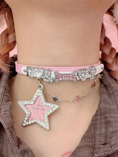 This price is for a choker only, others are not included. Lolita Accessories:Choker Cute Cybercore, Cute Chokers, Aesthetic Choker, Cute Collars, Star Accessories, Pink Choker, Rave Gear, Y2k Accessories, Face Accessories