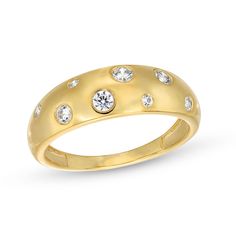 Embrace the bliss of your special day or latest achievement with this charming diamond scattered bubbles band in 10K gold. Created in warm 10K gold Multi-sized flush-set diamonds decorate this tapered ring in a playful scattered pattern. This band captivates with 1/4 ct. t.w. of diamonds. Diamond Rings In Yellow Gold With Sparkling Details, Sparkling Diamond Rings In Yellow Gold, Yellow Gold Diamond Rings With Sparkling Details, Wedding Rings In Yellow Gold With Sparkling Stones, Yellow Gold Wedding Rings With Sparkling Stones, Elegant Yellow Gold Diamond Ring With Sparkling Stones, Fine Yellow Gold Sparkling Rings, Sparkling Yellow Gold Diamond Ring, Elegant Yellow Gold Sparkling Diamond Ring