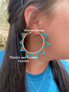 Rodeo Jewelry, Turquoise Bead Earrings, Earrings Western, Rodeo Cowgirl, Boho Hoop Earrings, Winston Salem Nc, Western Earrings, Handmade Earrings Beaded, Winston Salem