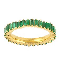 Modern style Gemstone jewelry. This Band Ring is made of gold Emerald material and is capable of reflecting some light to produce a natural glow. A unique feature found only in premium jewelry This Ring is handmade in 18k Yellow Gold : 4. 254 grams , and Emerald : 1. 97 cts (ING-8529)  This jewelry is made by hand featuring detailed workmanship. Be careful to avoid dropping or banging as physical impacts can result in damage to the pieces including stones falling off. To care for your or jewelry, take caution to keep away from harsh chemicals, Perfume, and Water. You may wipe with a clean polishing cloth to maintain a beautiful shine. Keep in mind that extensive exposure to saltwater, sunlight or harsh chemicals can permanently damage your handmade jewelry. When not in use, keep your jewel Luxury Yellow Gold Stackable Emerald Ring, Luxury Stackable Yellow Gold Emerald Ring, Luxury Gold Emerald Stackable Ring, Luxury Gold Stackable Emerald Ring, Luxury Emerald Baguette Cut Bezel Set Ring, Luxury Stackable Emerald Ring, Fine Jewelry With Baguette Gemstones, Gold Emerald Ring With Rectangular Stone, Yellow Gold Stackable Baguette Cut Jewelry