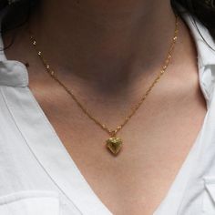 Gold Heart Locket Necklace Big Heart Locket Vintage Locket - Etsy Necklace With A Heart, Tiny Heart Locket, Dainty Heart Locket, Heart Shaped Locket Necklaces, Gold Heart Shaped Locket, Good Heart Locket, Heart Locket Necklace Vintage, Small Locket Necklace, Small Heart Locket