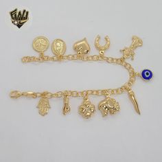 Description: -Open Link Charms Bracelet. -Material: 18k Gold Filled (BGF). -Width: 4mm. -Charms Measure around: 12mm. -Available in Size: 7.5". Symbolic Gold Bracelets With Charms, Handmade Symbolic Gold Charm Bracelet, Symbolic Handmade Gold Charm Bracelet, Charms Bracelet, Laminate, Gold Filled, 18k Gold, Charms, Charm Bracelet