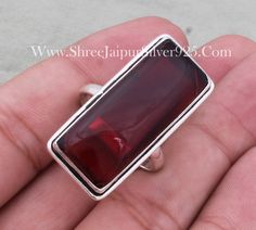 #ready-to-gift #Birthstone Item#ring for woman #anxiety ring #Faster Selling Item#Bestseller #silverartisanwork #Silverboho #Ringlover #etsyseller #Starseller #Turquiseringlover #Spinner#Mother's Day gift items Red Garnet Quartz Ring 925 Sterling Silver Ring. Gemstone Name: Red Garnet Quartz (Hydro Quartz) Metal: 925 Sterling Silver Ring Size: Optional Quantity: 1 Piece click more gemstone rings:- https://www.etsy.com/in-en/shop/Shreejaipursilver925?ref=seller-platform-mcnav&search_query=gemston Ring For Wedding, Large Stone Rings, Boho Items, Red Stone Ring, Silver Ring For Women, Personalized Bridesmaid Gifts, Handcrafted Rings, Quartz Ring, Anniversary Gift For Her