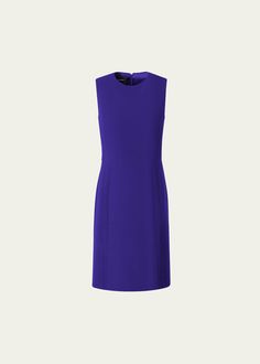 Luxury Silk Sleeveless Dress, Fitted Silk Sleeveless Dress For Formal Occasions, Luxury Fitted Sheath Dress, Luxury Sleeveless Silk Dress, Classic H-line Formal Dresses, Luxury Silk Sheath Dress, Formal H-line Dress With Fitted Bodice, Classic Knee-length Dress With Fitted Bodice, Luxury Sleeveless Workwear Dress