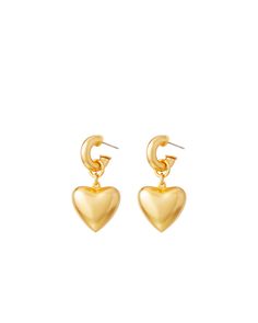 The Puffy Heart Gold Earrings Puffy Heart, Heart Soul, Pendant Earrings, Heart Earrings, Gold Tone Metal, Ear Piercings, Heart Pendant, Gold Earrings, Gold Tones