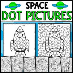 space dot pictures for kids to color and practice their art work on the outer planets