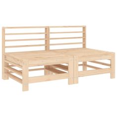 a wooden bed frame with no mattresses on it