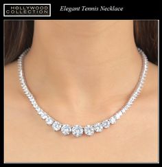 "This breath-taking piece of jewelry is a replica of the tennis necklace worn by Penelope Cruz who won Academy Awards for the movie \"Vicky Cristina Barcelona (2008)\". She looked stunning with elegant vintage dress by Pierre Balmain and 3 million dollar jewelry. 10mm (3/8 in) diameter top grade diamond cz is the center of the necklace, followed by gradually decreasing sized cz's, creates the beautiful flow of this necklace. Simple but gorgeous necklace is perfect for your special occasion and w Luxury Tennis Necklace For Evening, Classic Brilliant Cut Tennis Necklace For Party, Classic Tennis Necklace With Brilliant Cut For Party, Luxury Tennis Necklace For Wedding, Round Cut Tennis Necklace With 17 Jewels For Wedding, Exquisite Diamond Accents Tennis Necklace For Wedding, Exquisite Cubic Zirconia Tennis Necklace For Weddings, Marilyn Monroe Jewelry, Elegant Vintage Dresses