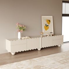 a living room scene with focus on the sideboard