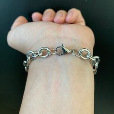 Our cable link bracelet comes in one universal size at 8" length, perfect for a loose fit. Made of 100% 316L Stainless Steel. Which will not rust, tarnish or turn green, and corrosion resistant. PRODUCT DESCRIPTION- 316L Stainless Steel, corrosion resistant, will not turn green- Strong and durable- Safe in water, shower safe. Sizing- 10mm wide- 8" Length SHIPPING- Free Shipping in the United States When You Order Now!- Worldwide shipping availableAll orders come with one quantity unless otherwis Tarnish Resistant Stainless Steel Chain Link Bracelets, Stainless Steel Tarnish Resistant Chain Link Bracelets, Hypoallergenic Stainless Steel Bracelets For Everyday, Classic Metal Bracelets With Cable Chain, Metal Cuban Link Bracelet With Oval Links, Stainless Steel Chain Link Bracelet For Everyday, Stainless Steel Chain Bracelet For Everyday, Hypoallergenic Metal Chain Link Bracelet, Everyday Chain Link Bracelet With Stainless Steel Clasp