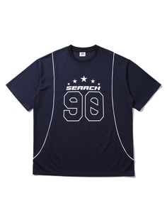 Composition : POLYESTER 100%Country of Origin : Republic of Korea Jersey Design, Jersey Tee, Jersey Shorts, Composition, Top Outfits, Mens Outfits, Navy, T Shirt, Clothes