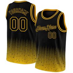 Custom Black Gold Fade Fashion Authentic City Edition Basketball Jersey Black Basketball Jersey With Letter Print, Black Sublimation Design With Team Name For Basketball, Black Sleeveless Basketball Jersey, Black Sleeveless Team Spirit Jersey, Sleeveless Black Jersey With Team Logo, Black Sleeveless Jersey For Team Spirit, Black Team Logo Jersey For Basketball, Black Basketball Jersey With Team Logo, Basketball Jersey With Letter Print