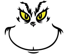 the face of an evil looking cat with yellow eyes and black hair is shown in this embroidery design