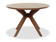 a round wooden table with two legs and a circular top, on an isolated white background