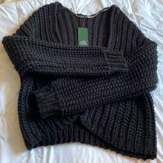 Heavy-Knit Sweater Size Xl Wild Fable Brand Black, Bnwt Super Cute Black Textured Knit Winter Cardigan, Black Chunky Knit Cropped Sweater, Black Textured Knit Cardigan For Winter, Casual Black Chunky Knit Cropped Sweater, Casual Black Knitted Sweater, Black Cozy Cropped Sweater, Cozy Black Cropped Long Sleeve Sweater, Black Cozy Long Sleeve Cropped Sweater, Cozy Black Long Sleeve Cropped Sweater