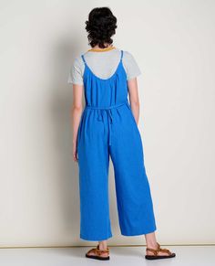 This wide leg jumpsuit is our jam. Cinch the waist tie for a Grecian goddess moment or keep things flowy and free (compliments guaranteed either way). Summer Relaxed Fit Jumpsuits And Rompers With Tie Waist, Casual Jumpsuits And Rompers With Tie Back For Loungewear, Casual Loungewear Jumpsuits And Rompers With Tie Back, Adjustable Straps Jumpsuit Overalls For Loungewear, Overall Jumpsuits And Rompers With Adjustable Straps For Loungewear, Summer Tie Waist Overall Jumpsuits And Rompers, Relaxed Fit Jumpsuits And Rompers With Tie Waist, Strappy Jumpsuit, Grecian Goddess