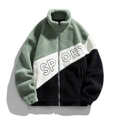 Color Block Lamb Thermal Fleece Jacket  Material:100%Polyester  Size:S,M,L,XL,2XL,3XL,4XL Color：Black,White,Gray,Green,  Season: Spring,Autumn,Winter   Occasion: Leisure,Outdoor, Daily,Vacation Underground Clothing, Pink Puffer Jacket, Green Puffer Jacket, Green Puffer, Contemporary Streetwear, Black Puffer Coat, Mens Puffer Jacket, Streetwear Styles, Sherpa Coat