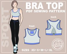 the bra top sewing pattern is shown