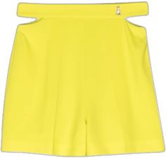 Yellow Summer Shorts For Work, Chic Yellow Shorts For Workwear, Yellow Short Bottoms For Work, Yellow Short Length Bottoms For Workwear, Yellow Short Length Workwear Bottoms, Yellow Workwear Bottoms Shorts, Chic Fitted Yellow Shorts, Chic Cutout Bottoms For Spring, Chic Yellow Shorts With Built-in Shorts