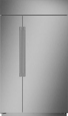 a stainless steel refrigerator freezer with two doors