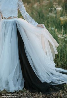 "New 2021 amazing bridal collection in boho style, most trendy and popular simple but so stylish dresses and separates. This dresses are simply perfection. SEPARATE LACE TOP you can order here - https://www.etsy.com/StylishBrideAccs/listing/723915330/sophia-open-back-lace-top-backless \"Sophia Lace Top\" This gorgeous lace top with long sleeves and so stylish open back. Gorgeous French lace and thick front lining made of Italian silk satin. So gentle rustic wedding gown. White or ivory lace can White To Black Ombre Wedding Dress, Elegant Wedding Lehenga With Flowy Skirt, Black Long Skirt For Wedding, Bohemian Long Lehenga For Wedding, Bohemian Style Wedding Lehenga, Bohemian Lehenga For Wedding, Black Flowy Skirt For Wedding, Flowy Black Skirt For Wedding, Bohemian Fitted Maxi Skirt For Wedding