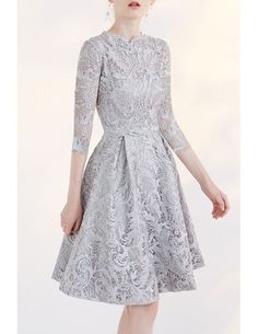 Modest Short Wedding Dresses Lace A Line 3/4 Sleeve Full Lace Style #EPY04 $149 - GemGrace.com Formal Dresses Long Lace, Bridal Party Dress, Short Lace Wedding Dress, Blush Lace Dress, Short Wedding Dresses, Grey Prom Dress, Green Lace Dresses, Formal Dresses Short, Bridal Party Dresses