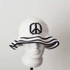 On sale is a new cool and original collection of crochet cotton yarn men's and women's bucket hats embroidered with the symbol of freedom of the world.  The brim keeps its shape thanks to a special knit technique. Individual and skillful handmade, preserving the uniqueness of each piece. Sizes: M- L (Size according to the head size shown in the last image) Material: 60% cotton + 40% acrylic. Care: Hand wash I'm always excited to try something new! If you have ideas for a hat, please feel free to Crochet Cotton Yarn, Crochet With Cotton Yarn, Symbols Of Freedom, Mens Bucket Hats, Crochet Bucket, Crochet Bucket Hat, Halloween Hats, Outfit White, Hat For Men