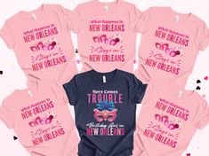 Celebrate in true Big Easy style with our New Orleans birthday shirts! These vibrant and fun Nola birthday shirts are perfect for a birthday bash in the heart of New Orleans, capturing the spirit of the city with a design that stands out. Whether you're strolling through the French Quarter, enjoying some jazz, or indulging in beignets, these matching New Orleans t-shirts will make sure your crew is ready for all the festivities. Ideal for group photos and a night out on Bourbon Street, these shi New Orleans Birthday, Birthday Group Shirts, Birthday Trip, Group Shirts, Gift For Sister, Girls Weekend, Sister Birthday, Special Birthday, Birthday Shirt