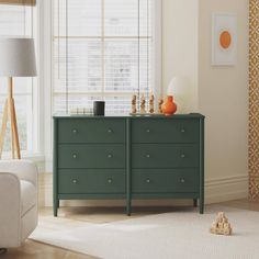 a living room scene with focus on the dresser