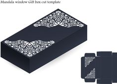 an open box with white lace on it and the inside is black, which has a pattern