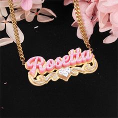 Material: Copper, Acrylic. Color: Gold. Necklcae Chain Length: 14",16",18",20",22". Earrings Diameter: 60mm/ 2.36". Process: Gold plated. Recipient: Woman, Mom, Wife, Girl Friend, Children, Family. Product Type: Personalized Jewelry. Gift Type: Set. Occasions: Valentine's Day, Mother's Day, Christmas, Birthday, etc. Jewelry Type: Name Necklace, Name Earrings. Brand: Silviax Jewelry. Item: 2023S0010 Metal Chain Jewelry For Mother's Day, Mother's Day Metal Chain Jewelry, Gold Heart Necklace For Mother's Day Party, Valentine's Day Name Necklace With Chain, Anniversary Name Necklace For Valentine's Day, Valentine's Day Rose Gold Metal Jewelry, Gold Metal Name Necklace For Valentine's Day, Silver Name Necklace With Chain For Valentine's Day, Pink Jewelry With Adjustable Chain For Mother's Day