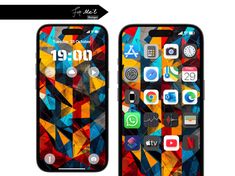 an iphone is shown with the colorful design on it's back and side panels