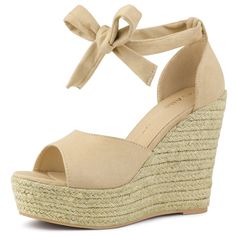 Shop Allegra K for espadrilles tie up ankle strap wedges sandals you are looking for, get more women's wedges for yourelf. Order now! Free Returns! Platform Wedge Heels, Wedges Sandals, Women's Espadrilles, Espadrilles Platform, Ankle Strap Wedges, Strap Wedge, Black Wedge Sandals, Shorts Skirts, Wedge Heel Sandals