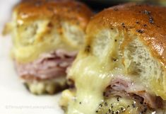 ham and cheese stuffed roll on a plate