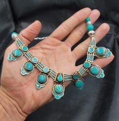 Traditional Hand-strung Blue Jewelry, Turquoise Gemstone Necklaces With Round Beads, Bohemian Turquoise Beaded Jewelry, Bohemian Turquoise Polished Beads Jewelry, Blue Bohemian Round Beads Gems And Cabochons, Blue Bohemian Beads, Gems, And Cabochons, Blue Round Bohemian Beads, Gems And Cabochons, Traditional Turquoise Jewelry With Natural Stones, Polished Turquoise Beads Necklace For Festival