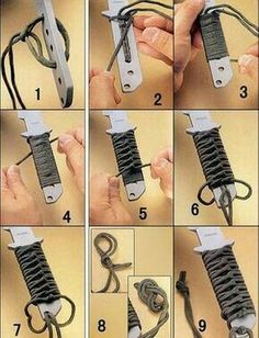 instructions for how to make an origami knife with wire and paper clippings