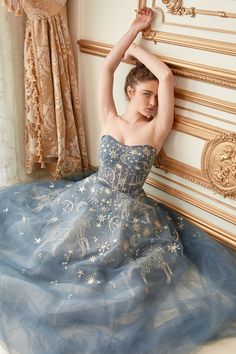 Timeless Gown, Constellation Dress, Andrea And Leo, Special Ocassion Dresses, Sunshine Girl, Gala Outfit, Tulle Balls, Constellation Print, Prom Ball Gown