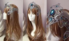 Fairy Headpiece, Manga Hair, Fantasy Dresses, Bridal Crown, Costume Makeup, Fantasy Clothing, Blue Flower, Beaded Lace, Firefly