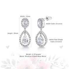 ❤ Rhodium plated base metal , Measure a Delicate 30mm Height and 12mm Wide. Understated Glamour for Brides or Bridal Party ❤ Finest Quality Pear and Oval Cut AAA Cubic Zirconia for Diamond-like Brilliance; Perfect drop earrings for wedding at a Fabulous Affordable Low Price ❤ Total Satisfaction Guarantee: We provide 30 days exchange or full money refund. If there are any problems with the purchase, please feel free to contact us ❤ All of our items are beautifully packaged in luxurious gift box w Silver Cubic Zirconia Teardrop Earrings, Halo Design Bridal Drop Earrings, Bridal Drop Earrings With Halo Design, Silver Drop Bridal Earrings, Silver Drop Earrings With Cubic Zirconia, Hypoallergenic Silver Diamond Earrings For Wedding, Cubic Zirconia Teardrop Dangle Earrings, Cubic Zirconia Dangle Teardrop Earrings, Cubic Zirconia Teardrop Halo Earrings