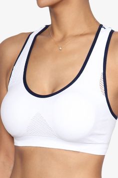 Sports bra top made from firm double-layered nylon with flexible four-way stretch spandex for an easy and comfortable fit. Cool Dry fabric wicks away moisture to help keep you dry, Racerback design provides full range of motion. New activewear collection with cotton leggings or sweatpants.Racerback seamless sports bra top with removable padsPerformance seaming, Seamless body contouring for extra comfort and an engineered fitAdjustable hook and eye closure back, Scoop neckline with mesh panelFits Bra Hooks, Sports Bra Top, Walking Exercise, Free Base, Seamless Sports Bra, Racerback Bra, Racerback Sports Bra, Cotton Leggings, Body Contouring